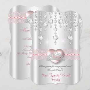  roze zilver Heart Diamond Tiara Elke partij Kaart