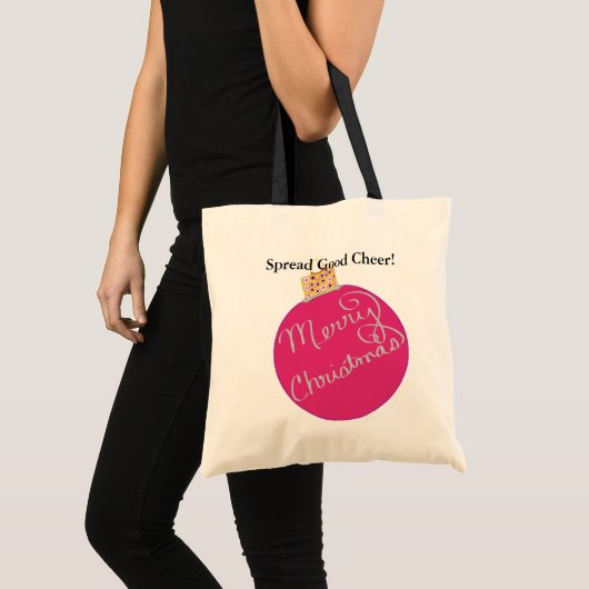 Roze.Zilver kerstsierbal Tote Bag (Voorkant (product))