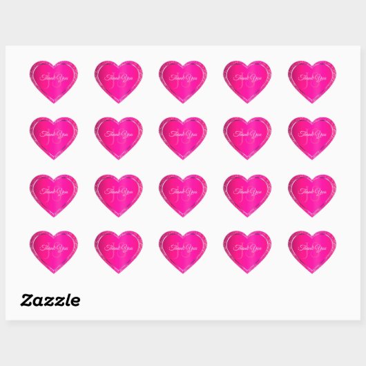 Roze Zilver met Glitter Initialen Schattige Dank U Hart Sticker (Vel)