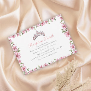 Roze Zilver Mis Quince Glitter Quinceañera Informatiekaartje