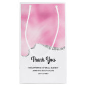 Roze & Zilver Nep Glitter Rand Zakelijk Stijlvol Klein Cadeauzakje (Achterkant)