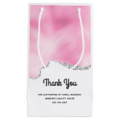 Roze & Zilver Nep Glitter Rand Zakelijk Stijlvol Klein Cadeauzakje (Voorkant)