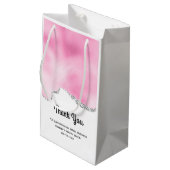 Roze & Zilver Nep Glitter Rand Zakelijk Stijlvol Klein Cadeauzakje (Achterkant Gekanteld)