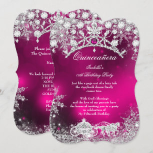 Roze zilver Quinceanera 15th Winter Wonderland Kaart