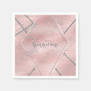Roze & Zilver Satijn Glitter Glam Designer Feest Servetten