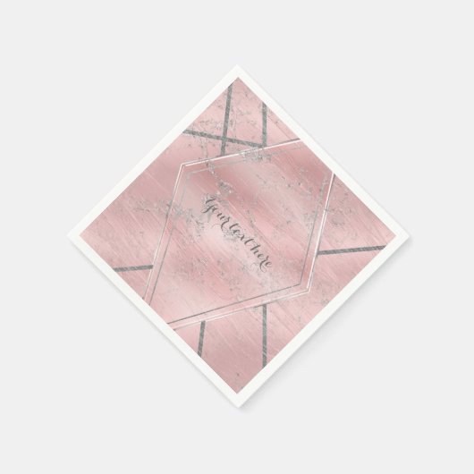 Roze & Zilver Satin Sparkle Glam Designer Party Servetten (Hoek)