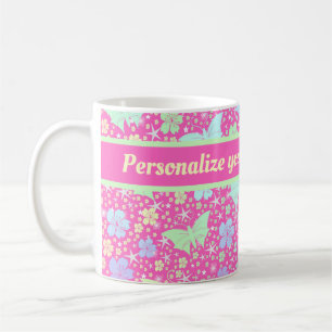 roze,zilver,vlinder, metaal, decoratie, ontwerp, koffiemok