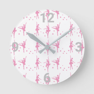 Roze zilver White Ballerina Ballet Thema Ronde Klok