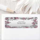 Roze Zilver Wit Bloemen Retour Adres Label (Insitu)
