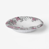 Roze Zilver Wit Bloemmotief Papieren Kommen (Gebogen)