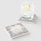 Roze Zilver Wit Bloemsteen Onderzetter (Zijkant)