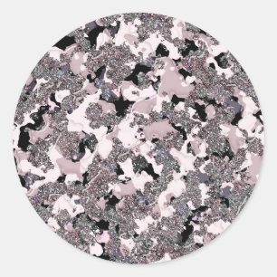 Roze Zilver & Zwarte Schoonheid Spill Glam Gloss M Ronde Sticker