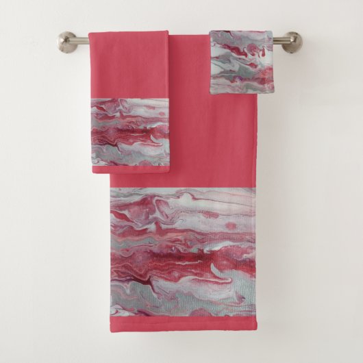 Roze & Zilveren Abstracte Badkamer Handdoek Set (Insitu)