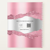 Roze zilveren agaat marmeren naam 2025 planner (Achterkant)