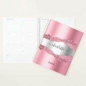 Roze zilveren agaat marmeren naam 2025 planner (Display)