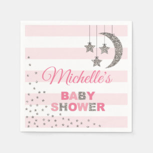 Roze zilveren baby shower Decor Twinkle Little Sta Servet