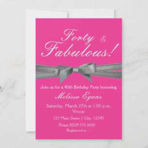 Roze & Zilveren Boog Feestelijke Uitnodiging