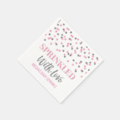 Roze zilveren Confetti bestrooid met liefde Servet (Hoek)