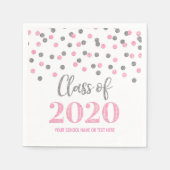Roze Zilveren Confetti Klasse van 2020 Afstuderen Servet (Voorkant)