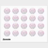  Roze Zilveren Damast & Bow Doop Sticker (Vel)