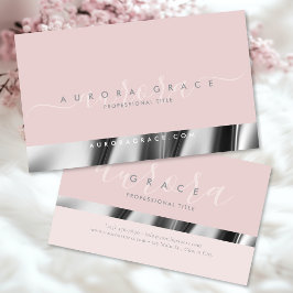 Roze zilveren elegantie visitekaartje