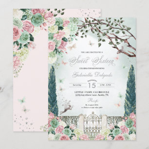 Roze Zilveren Fee Betoverde Tuin Zoet 16 Kaart