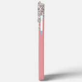 Roze Zilveren Glitter Drips Gepersonaliseerd Monog Case-Mate iPhone Case (Achterkant / Links)