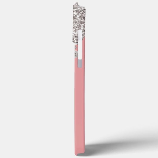 Roze Zilveren Glitter Drips Gepersonaliseerd Monog Case-Mate iPhone Case (Achterkant / Links)