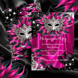 Roze Zilveren Glitter Magische Nacht Maskerade Fee Kaart