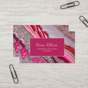 Roze Zilveren Glitter Marmer Trouw Planner Visitekaartje