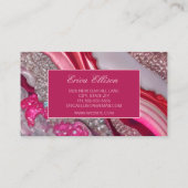 Roze Zilveren Glitter Marmeren Bruiloft Planner Visitekaartje (Achterkant)