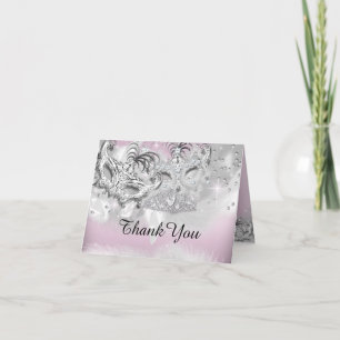 Roze & Zilveren Glitter Masker Dank Je Kaart