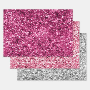 Roze & Zilveren Glitter Sparkle Inpakpapier Vel