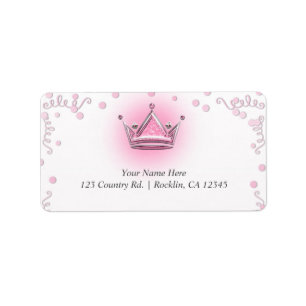 Roze & Zilveren Kroon Feest Confetti Uitnodiging Etiket