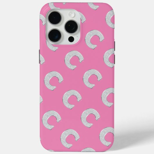 Roze zilveren letter C Case-Mate iPhone Case (Achterkant)