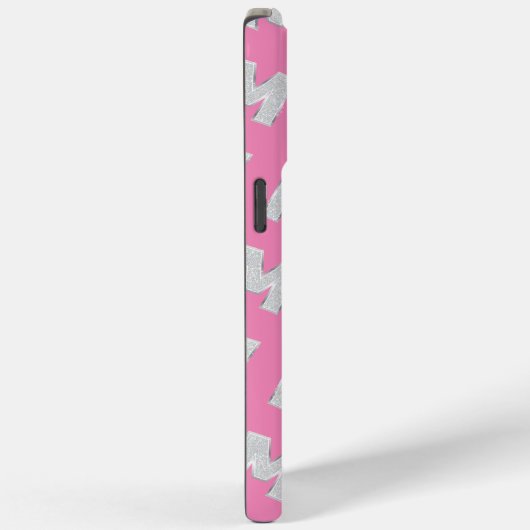 Roze zilveren letter M Case-Mate iPhone Case (Achterkant / Rechts)