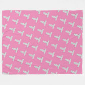 Roze zilveren letter T Fleece Deken (Voorkant (Horizontaal))