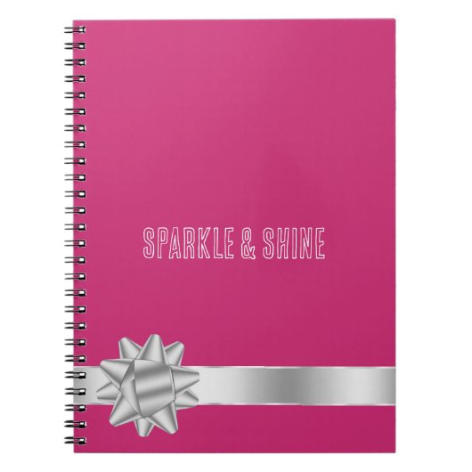 Roze zilveren lintboog notitieboek (Voorkant)