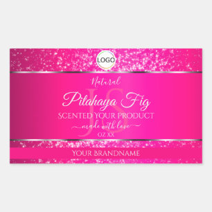 Roze Zilveren Logo Initialen Glitter Product Label