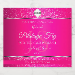 Roze Zilveren Logo Initialen Glitter Product Label Likeurfles Etiket