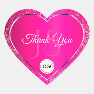 Roze Zilveren Logo Initialen Glitter Schattige Dan Hart Sticker