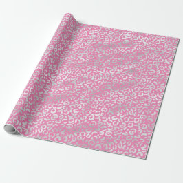 Roze zilveren luipaard print cadeaupapier