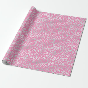 Roze zilveren luipaard print cadeaupapier