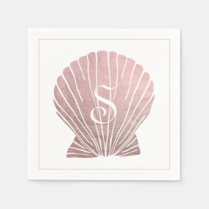 Roze Zilveren Metallic Monogram Strand Bruiloft Servet