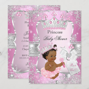 Roze Zilveren Prinses Baby Shower Etnisch Kaart