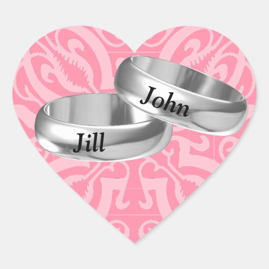  roze zilveren ringen hart sticker (Voorkant)