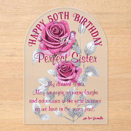 Roze zilveren Rozen Perfect Sister Acryl Verjaarda Uitnodigingen