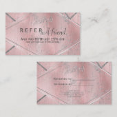 Roze & Zilveren Satijn VERWIJS EEN VRIEND Kaart vo (Voorkant / Achterkant)