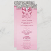Roze Zilveren Sequin Diamond Bow Wedding Programma (Voorkant / Achterkant)