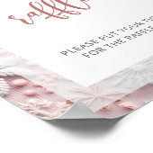 Roze Zilveren Sneeuwvlokken Luier Raffle Baby show Poster (Hoek)
